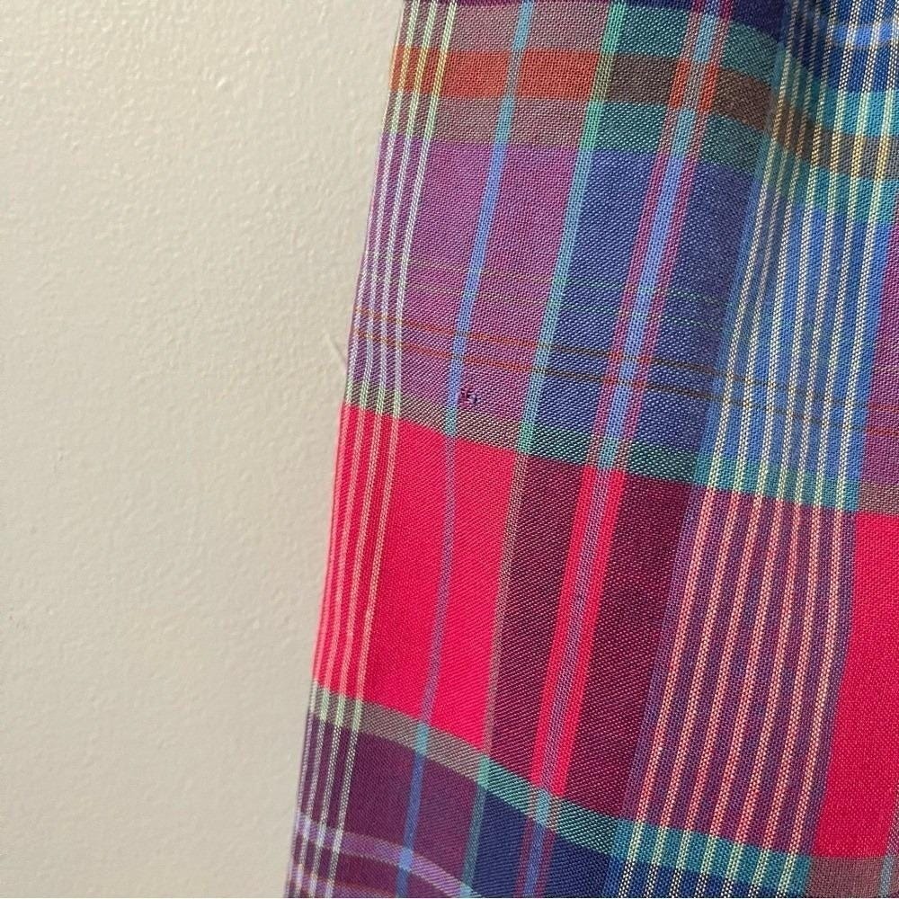 Vintage Talbots Shorts Women's Small Plaid Red Blue Preppy Coastal Cotton Pleats - Picture 5 of 12